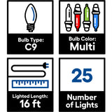 GE String-A-Long 25-Count 16-ft Multicolor Incandescent Plug-In Christmas String Lights
