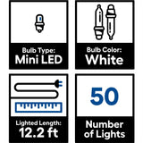 GE StayBright 50-Count 12.2-ft Warm White LED Plug-In Christmas String Lights