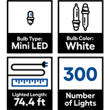 GE StayBright 300-Count 74.5-ft Warm White LED Plug-In Christmas String Lights