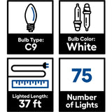 GE StayBright 75-Count 37-ft Warm White LED Plug-In Christmas String Lights