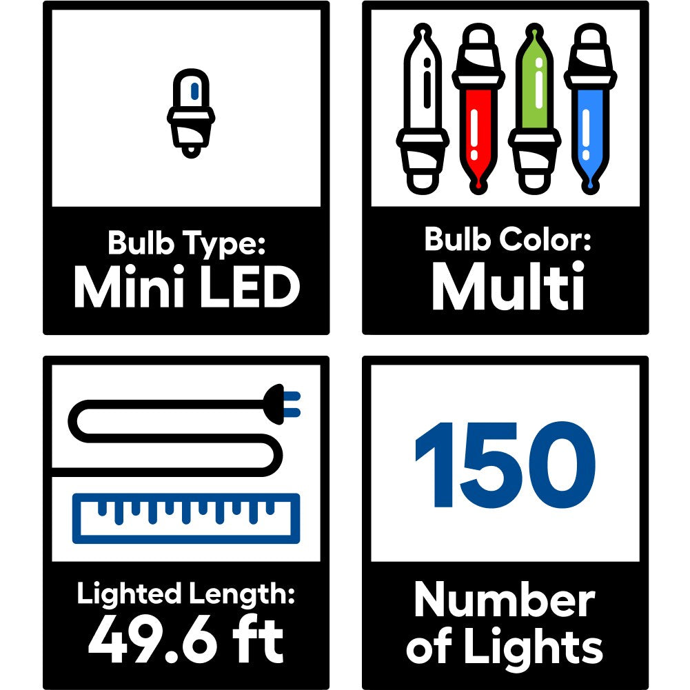 GE Energy Smart 150-Count 49.6-ft Multicolor LED Plug-In Christmas String Lights