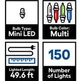 GE Energy Smart 150-Count 49.6-ft Multicolor LED Plug-In Christmas String Lights