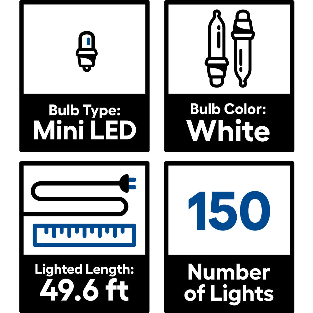 GE Energy Smart 150-Count 49.6-ft Warm White LED Plug-In Christmas String Lights