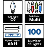 GE Energy Smart 100-Count 66-ft Multicolor LED Plug-In Christmas String Lights