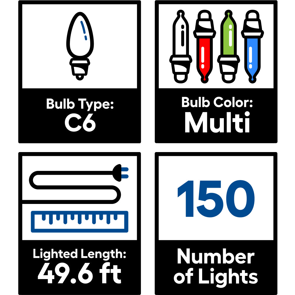 GE Energy Smart 150-Count 49.6-ft Multicolor LED Plug-In Christmas String Lights
