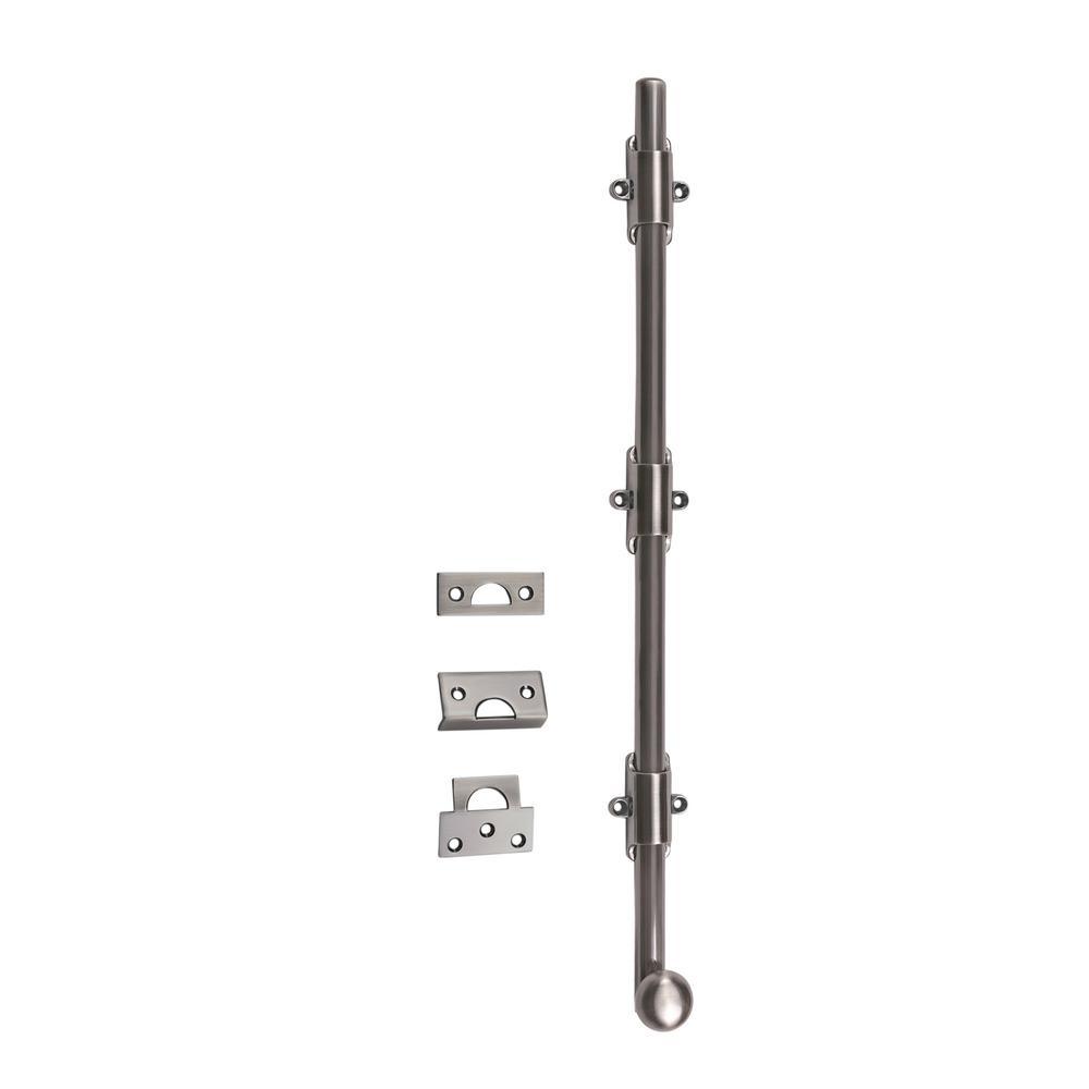 18 in. Heavy-Duty Solid Brass Matte Black Surface Bolt with Round Knob - Super Arbor
