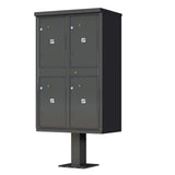 1590 Valiant Postal Gray 4-Compartment Parcel Lockers Pedestal Mount Mailbox - Super Arbor