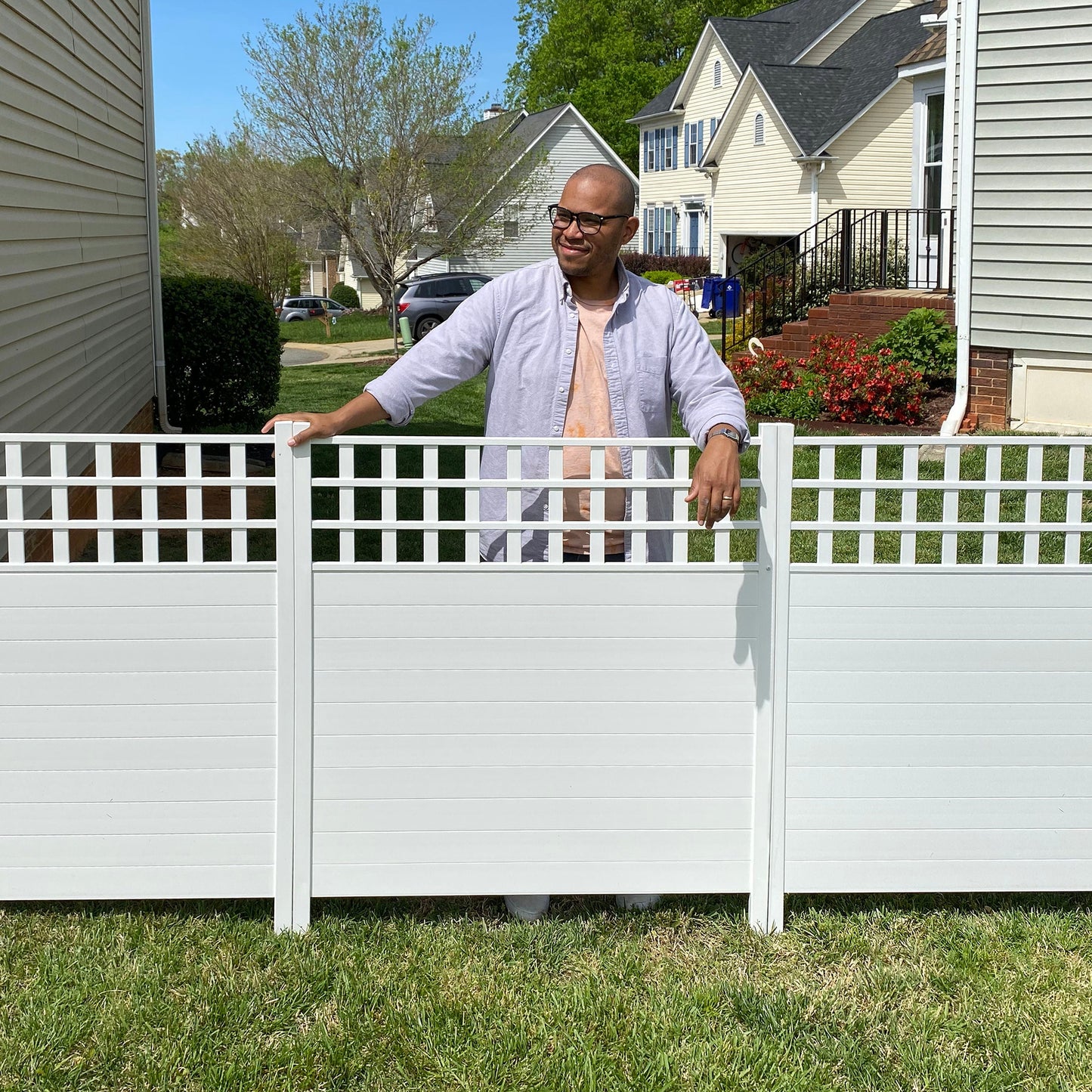 Zippity Outdoor Products Keswick 2 Panels 3.5-ft H x 3.5-ft W White Privacy Vinyl Lattice-top Fence Panel (Unassembled)