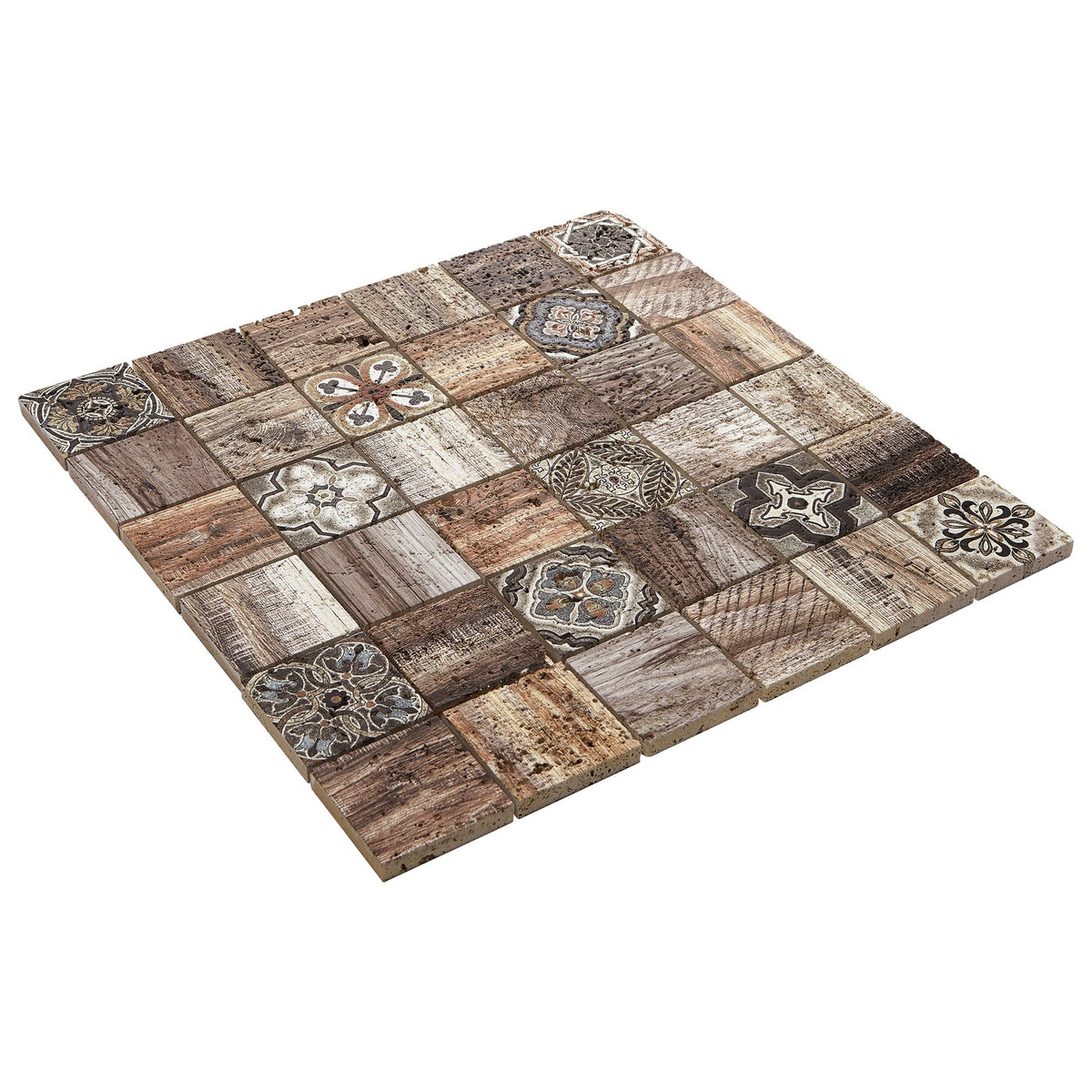 American Olean Genuine Stone Moroccan Natural Travertine Mosaic Wall Tile, 11 in x 11 in