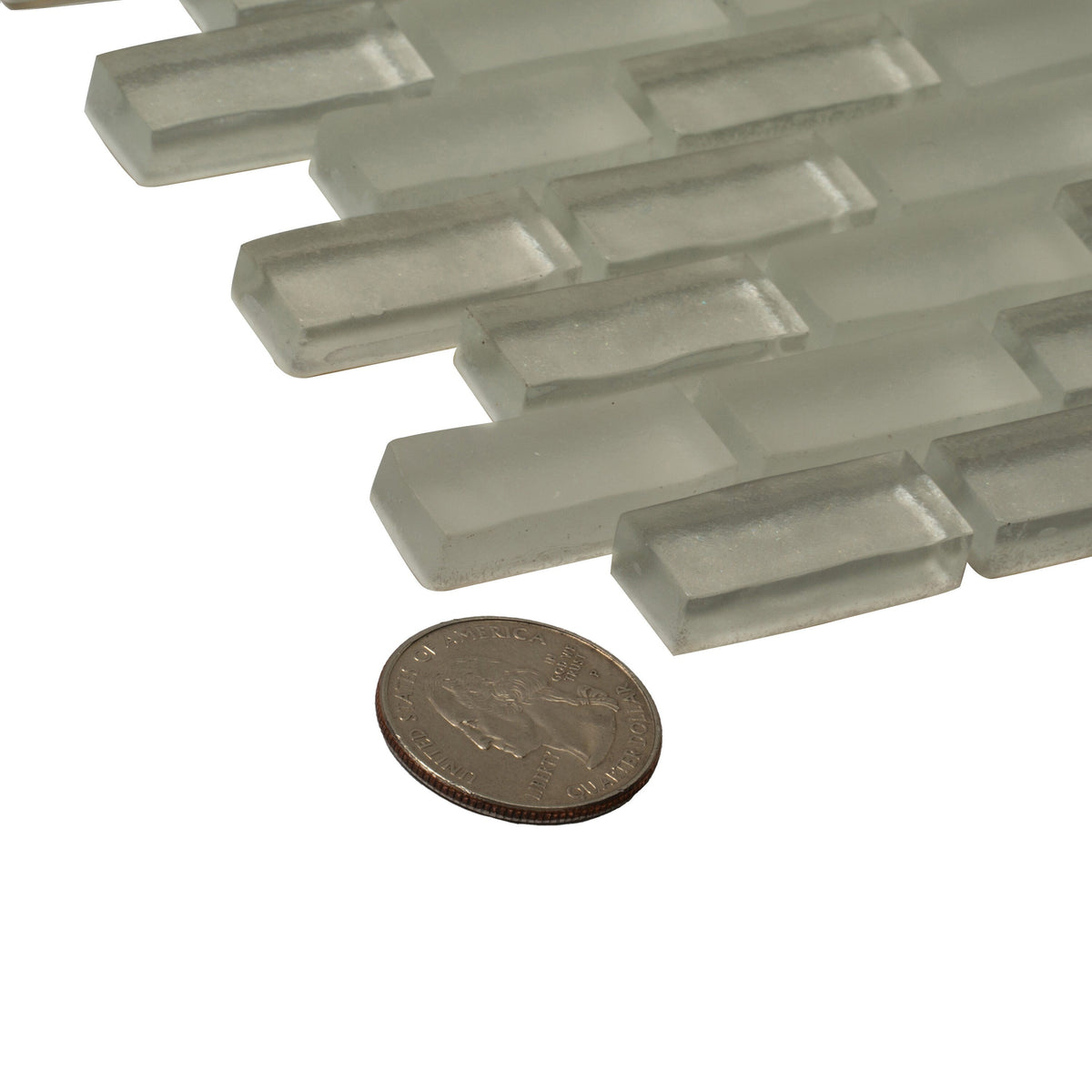 Apollo Tile (Sample) Winterland White 4-in x 4-in Multi-finish Glass Brick Mosaic Floor and Wall Tile