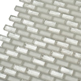 Apollo Tile (Sample) Winterland White 4-in x 4-in Multi-finish Glass Brick Mosaic Floor and Wall Tile