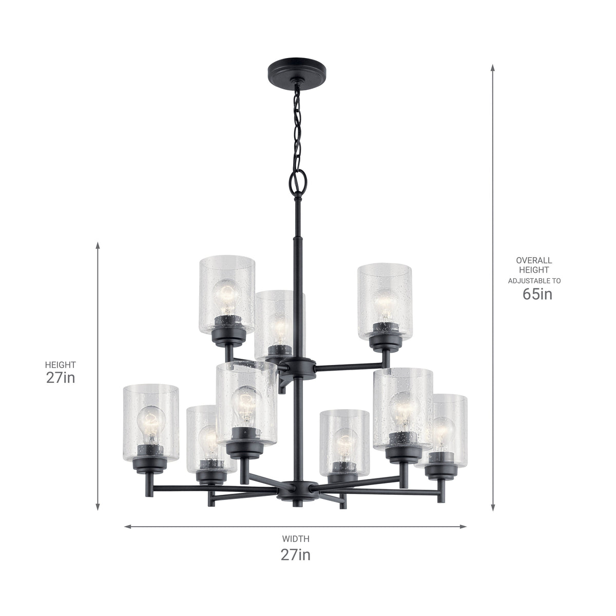 Kichler Winslow 9-Light Black Modern/Contemporary Chandelier