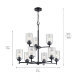 Kichler Winslow 9-Light Black Modern/Contemporary Chandelier