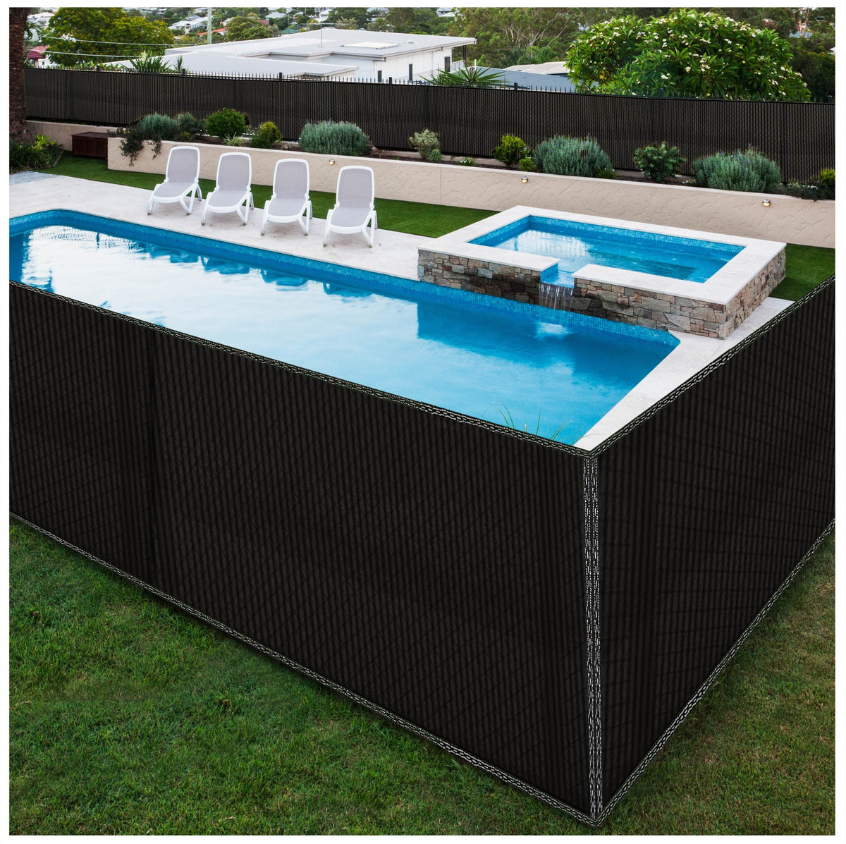 BOEN 5-ft H x 50-ft W Black Polyethelene Chain Link Fence Screen