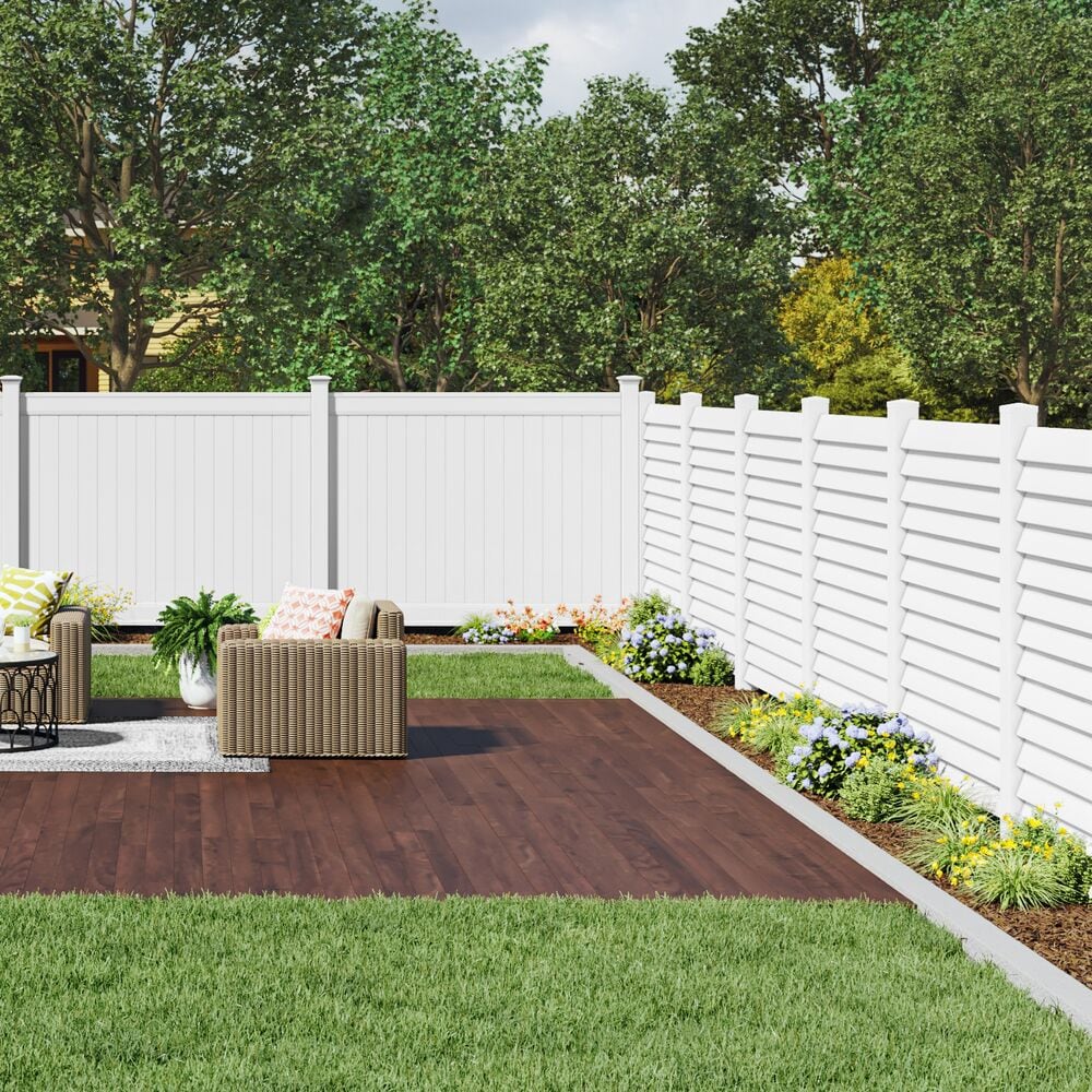 Freedom Louvered 6-ft H x 6-ft W White Privacy Vinyl Fence Panel (Unassembled)