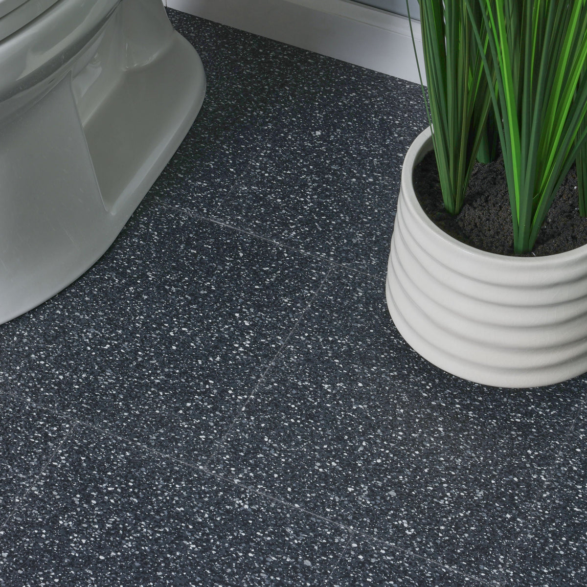 Armstrong Flooring Safety Zone VCT Slate Black 12-in x 12-in Commercial Vinyl Tile Flooring