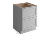 Valleywood Cabinetry Proper Gray 24-in W x 34.5-in H x 24-in D Proper Gray Birch 2-Drawer Base Ready To Assemble Plywood Cabinet (Flat Panel Style)