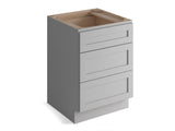 Valleywood Cabinetry Proper Gray 15-in W x 34.5-in H x 24-in D Proper Gray Birch 3-Drawer Base Ready To Assemble Plywood Cabinet (Flat Panel Style)