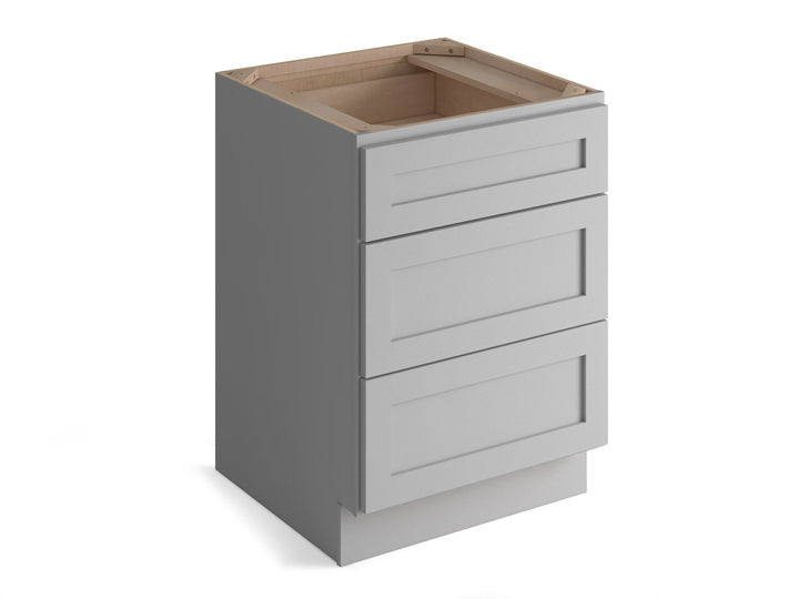 Valleywood Cabinetry Proper Gray 15-in W x 34.5-in H x 24-in D Proper Gray Birch 3-Drawer Base Ready To Assemble Plywood Cabinet (Flat Panel Style)
