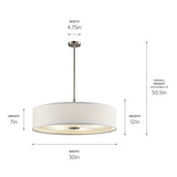 Kichler 5-Light Brushed Nickel Modern/Contemporary Etched Glass Drum Medium Hanging Pendant Light