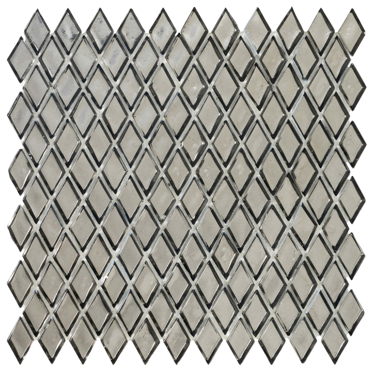 Apollo Tile Majeste Silver 11-in x 11-in Honed Glass Patterned Diamond Mosaic Floor and Wall Tile product image