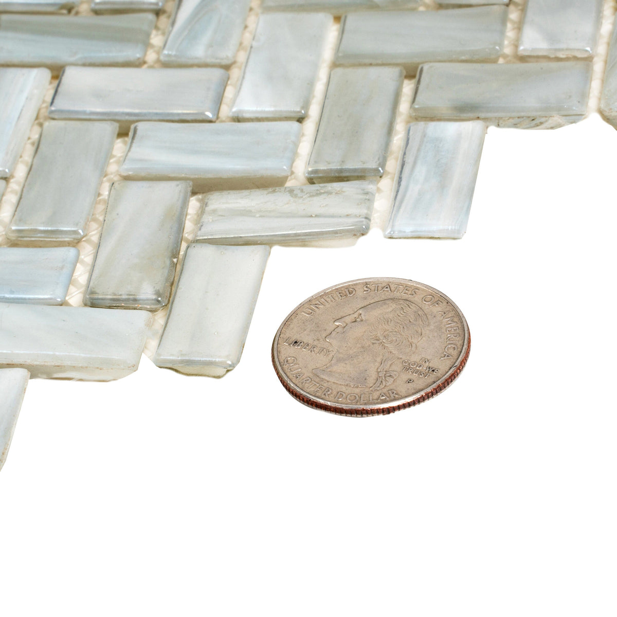 Apollo Tile (Sample) Majeste Gray 4-in x 4-in Matte Glass Herringbone Patterned Floor and Wall Tile