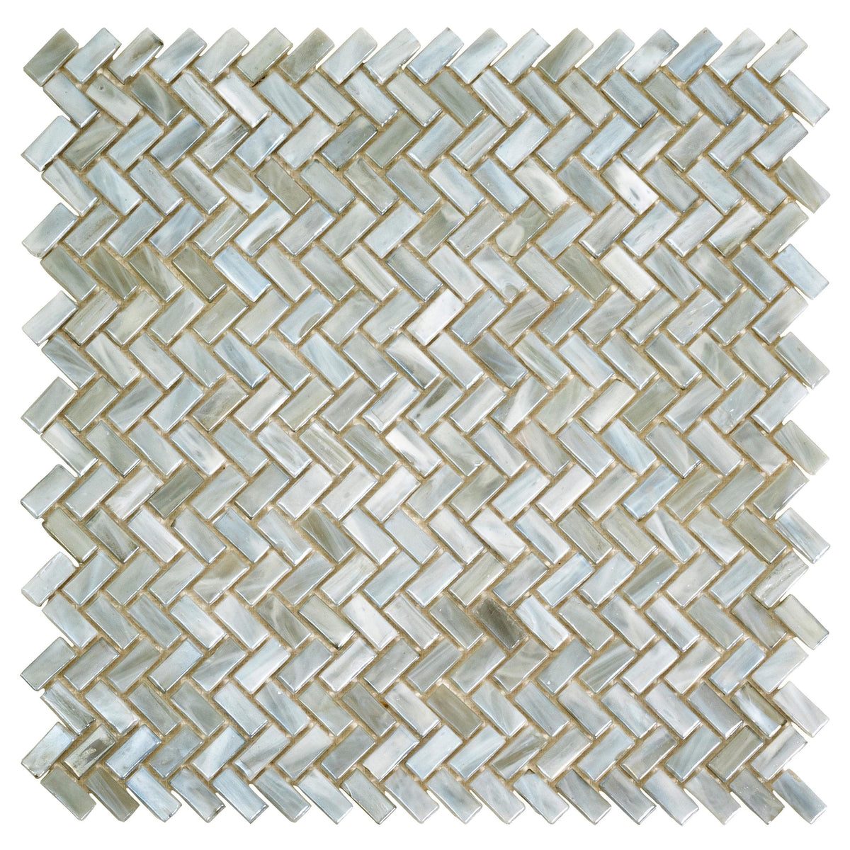 Apollo Tile (Sample) Majeste Gray 4-in x 4-in Matte Glass Herringbone Patterned Floor and Wall Tile
