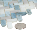 Apollo Tile (Sample) Majeste Blue Gray 4-in x 4-in Matte Glass Herringbone Mosaic Floor and Wall Tile