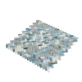 Apollo Tile (Sample) Majeste Blue Gray 4-in x 4-in Matte Glass Herringbone Mosaic Floor and Wall Tile