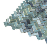Apollo Tile (Sample) Majeste Dark Gray 4-in x 4-in Matte Glass Herringbone Mosaic Floor and Wall Tile