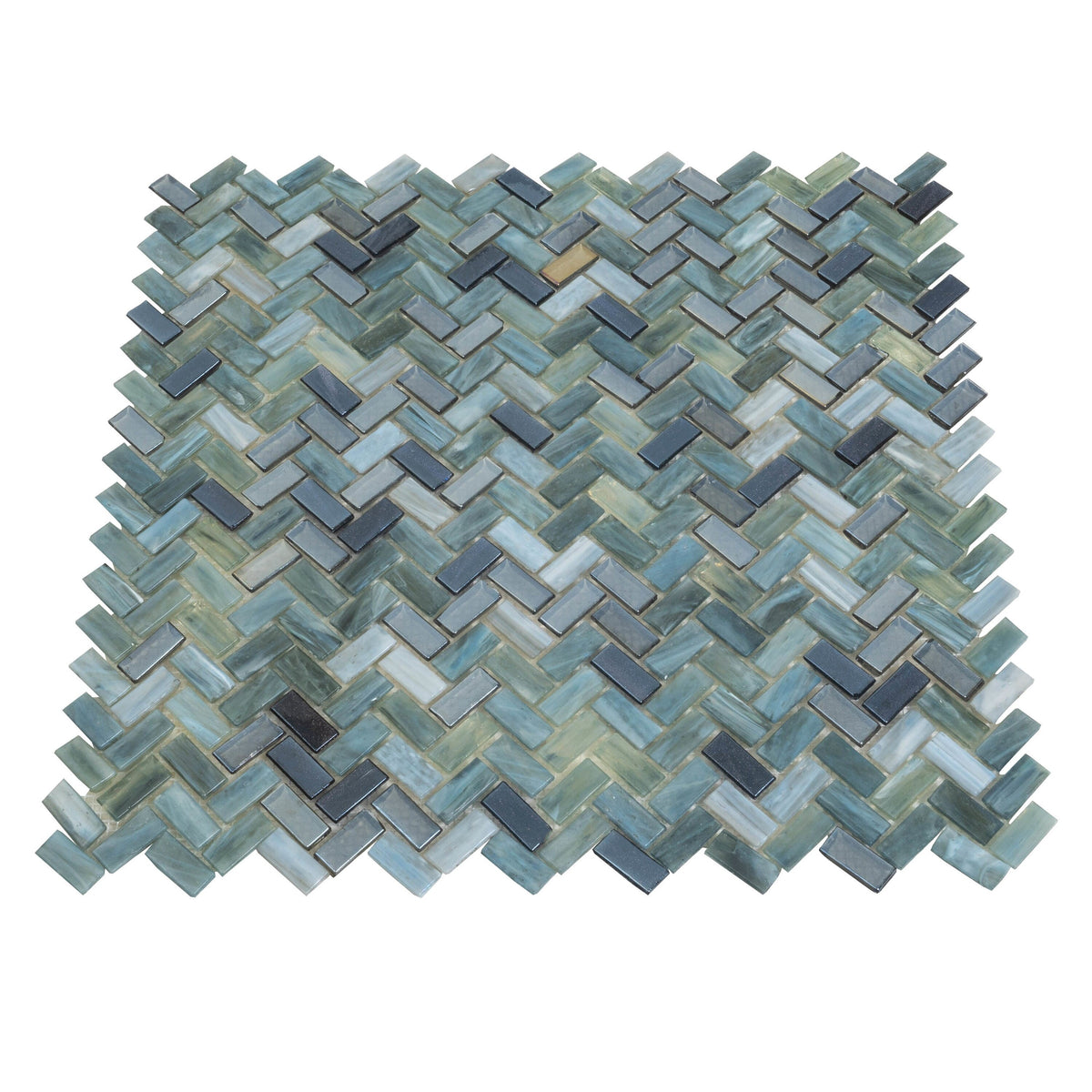 Apollo Tile (Sample) Majeste Dark Gray 4-in x 4-in Matte Glass Herringbone Mosaic Floor and Wall Tile