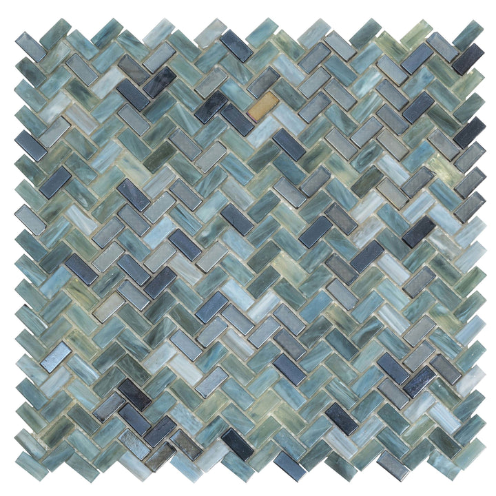 Apollo Tile (Sample) Majeste Dark Gray 4-in x 4-in Matte Glass Herringbone Mosaic Floor and Wall Tile