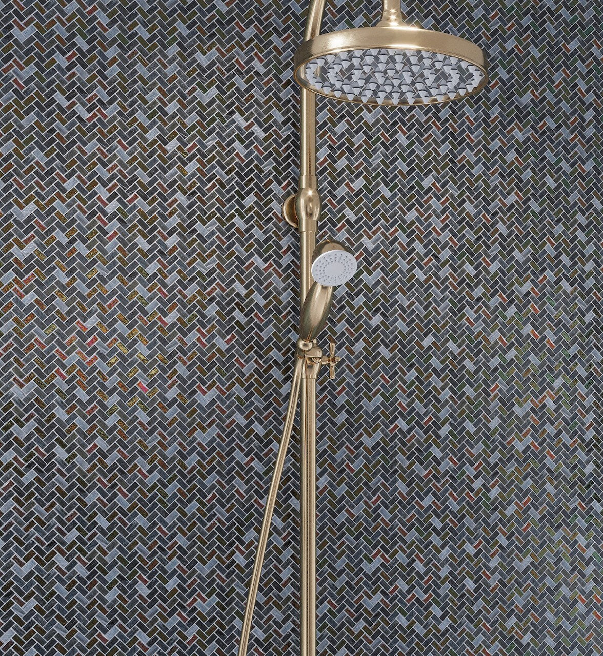 Apollo Tile (Sample) Majeste Dark Gray 4-in x 4-in Matte Glass Herringbone Mosaic Floor and Wall Tile