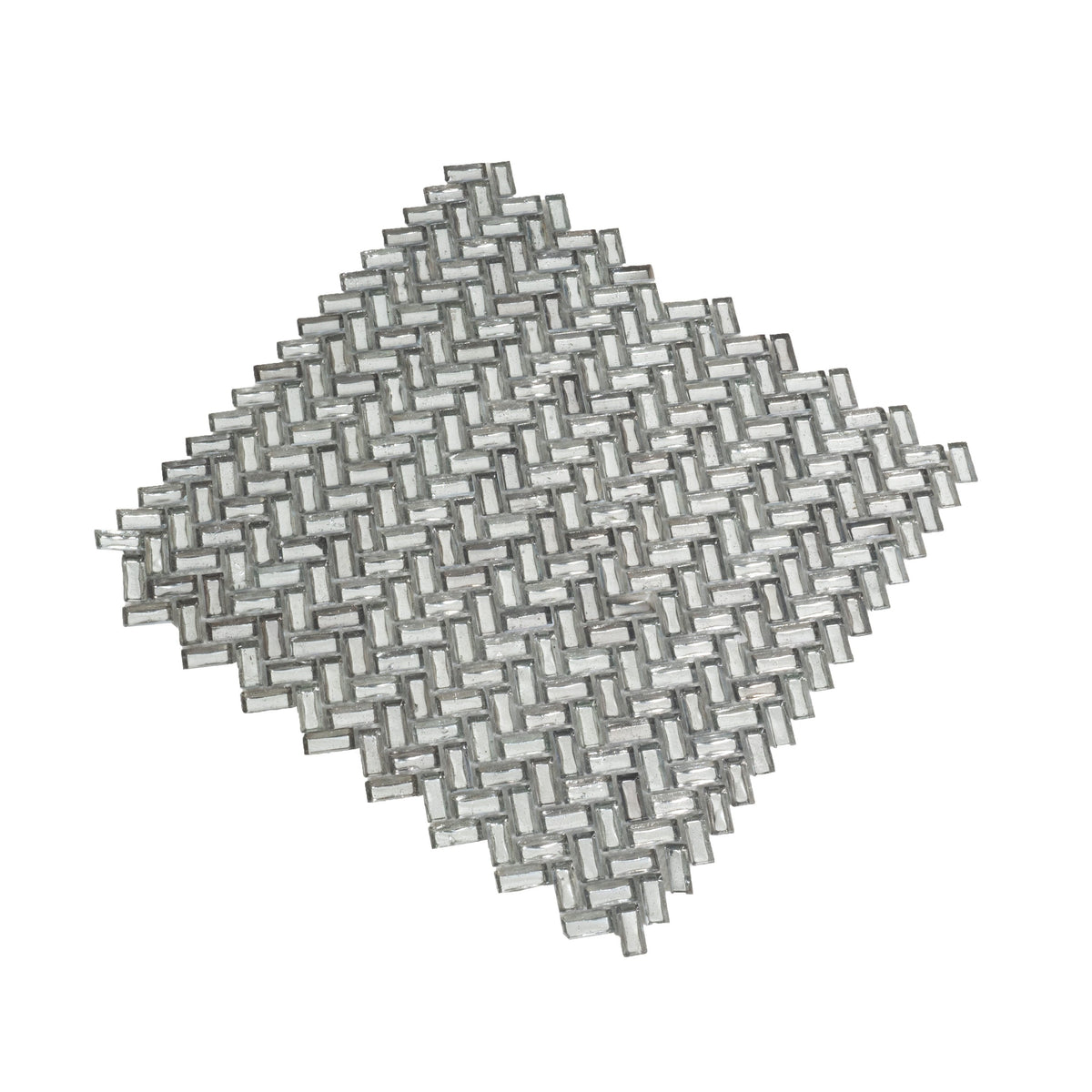 Apollo Tile (Sample) Majeste Silver 4-in x 4-in Matte Glass Herringbone Patterned Floor and Wall Tile