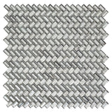 Apollo Tile Majeste Silver 12-in x 12-in Matte Glass Herringbone Patterned Wall Tile (9.75-sq. ft/ Carton)