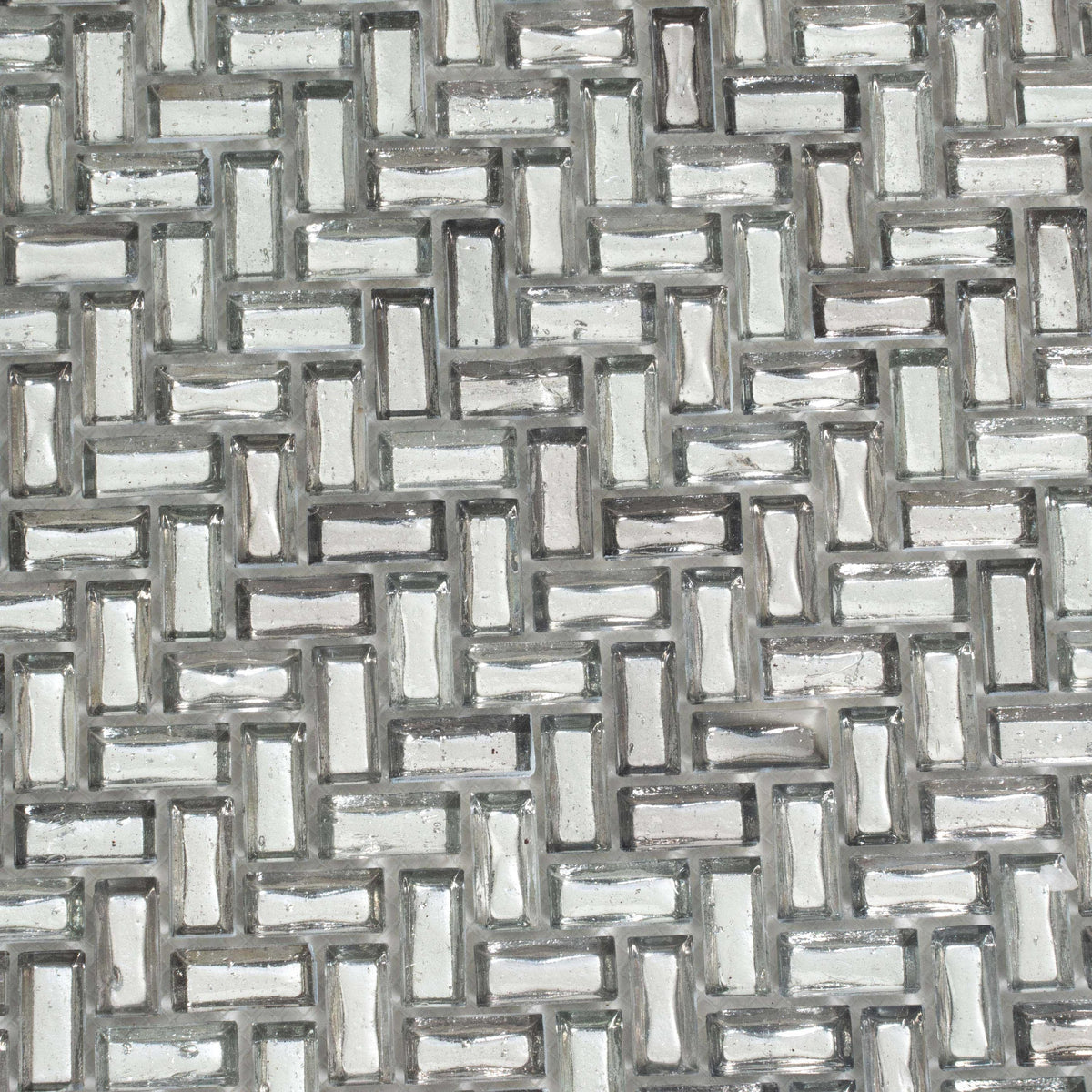 Apollo Tile (Sample) Majeste Silver 4-in x 4-in Matte Glass Herringbone Patterned Floor and Wall Tile