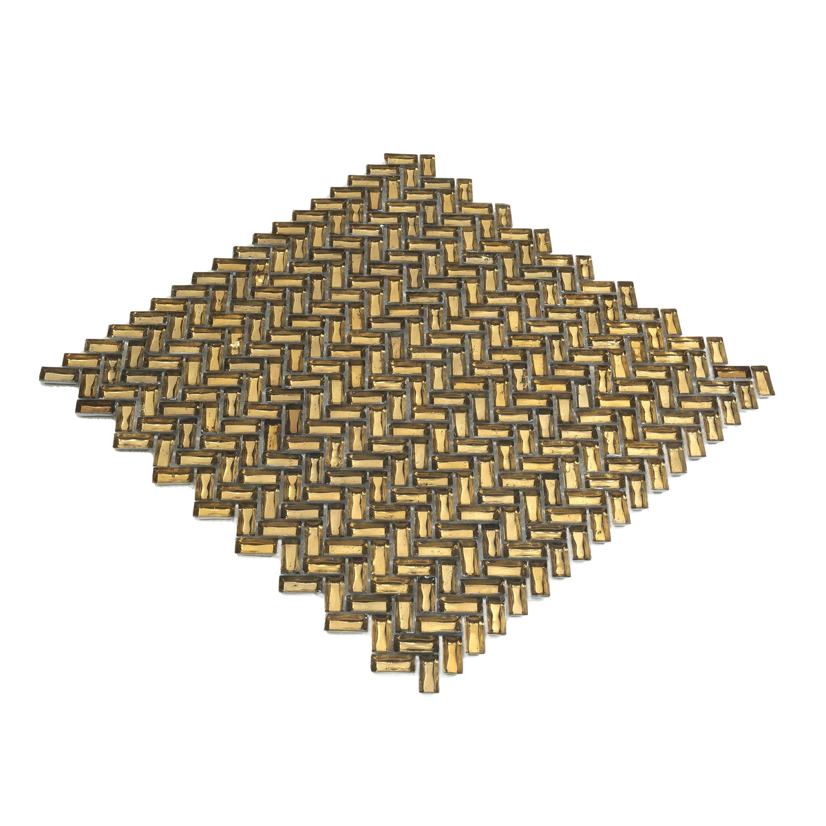 Apollo Tile (Sample) Majeste Gold 4-in x 4-in Matte Glass Herringbone Mosaic Floor and Wall Tile