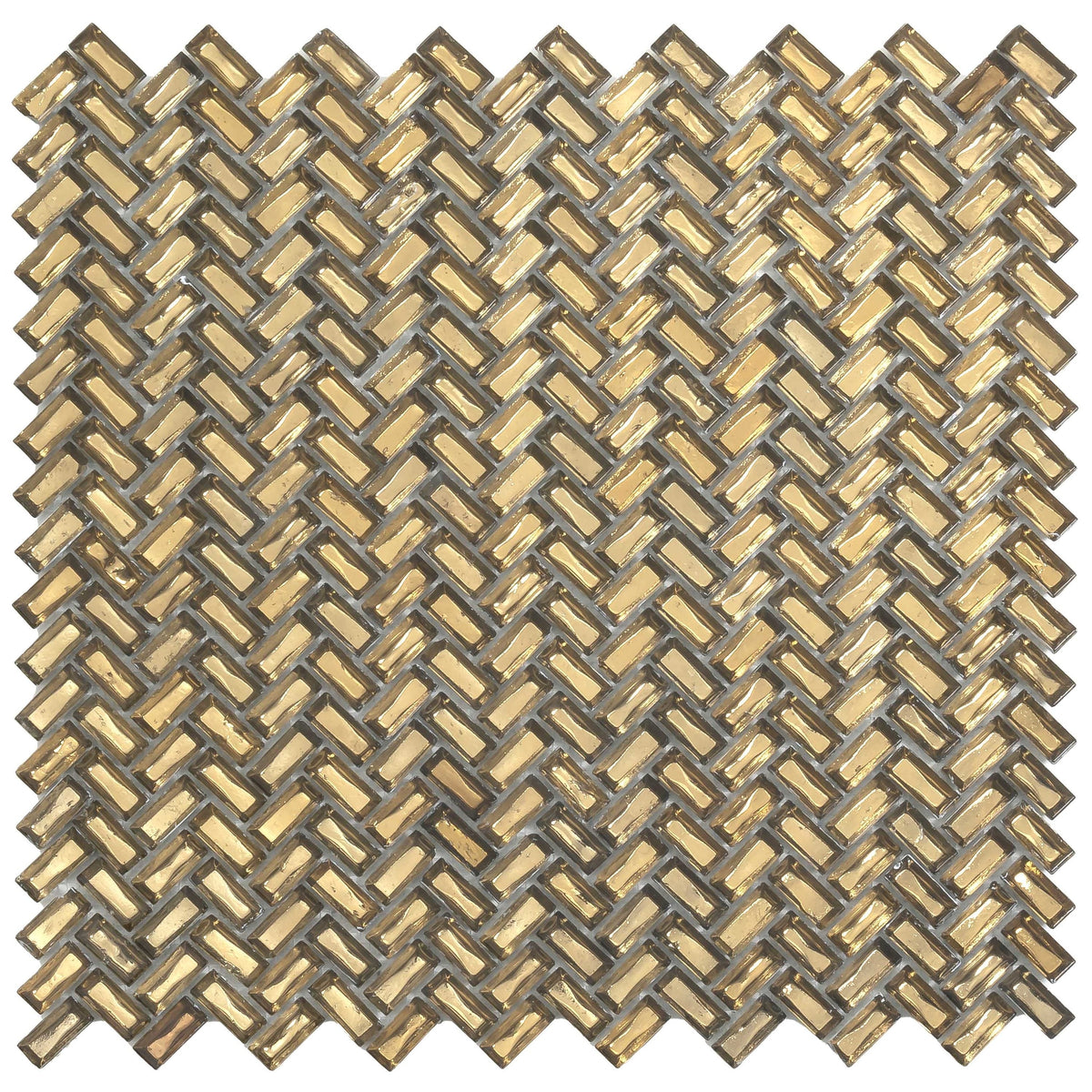 Apollo Tile (Sample) Majeste Gold 4-in x 4-in Matte Glass Herringbone Mosaic Floor and Wall Tile
