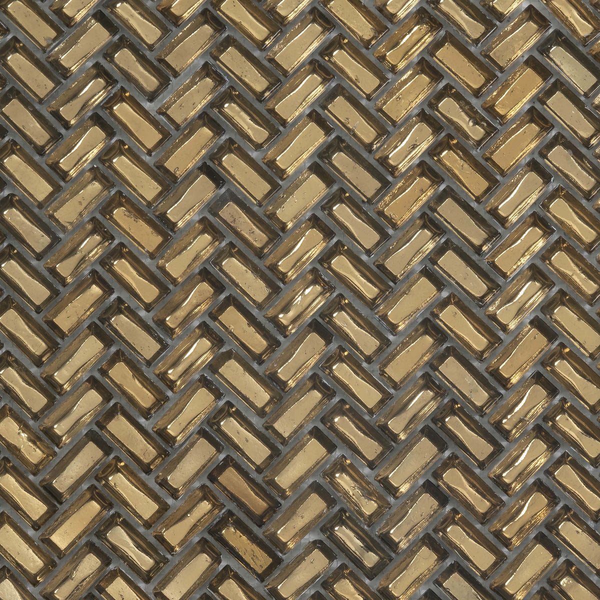 Apollo Tile (Sample) Majeste Gold 4-in x 4-in Matte Glass Herringbone Mosaic Floor and Wall Tile
