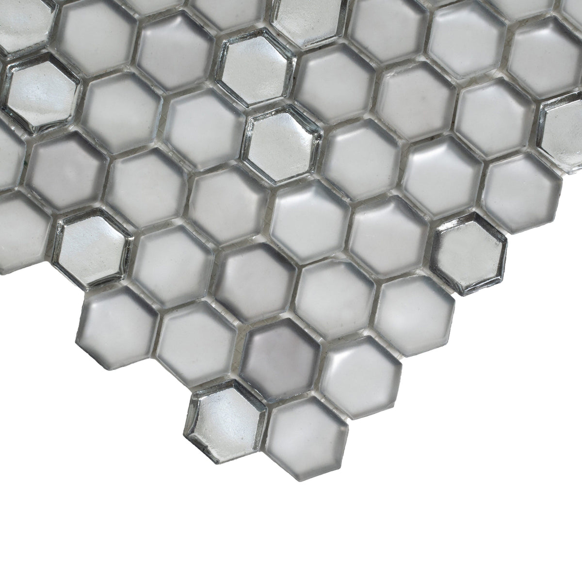 Apollo Tile (Sample) Majeste Silver 4-in x 4-in Matte Glass Honeycomb Patterned Floor and Wall Tile