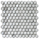 Apollo Tile (Sample) Majeste Silver 4-in x 4-in Matte Glass Honeycomb Patterned Floor and Wall Tile