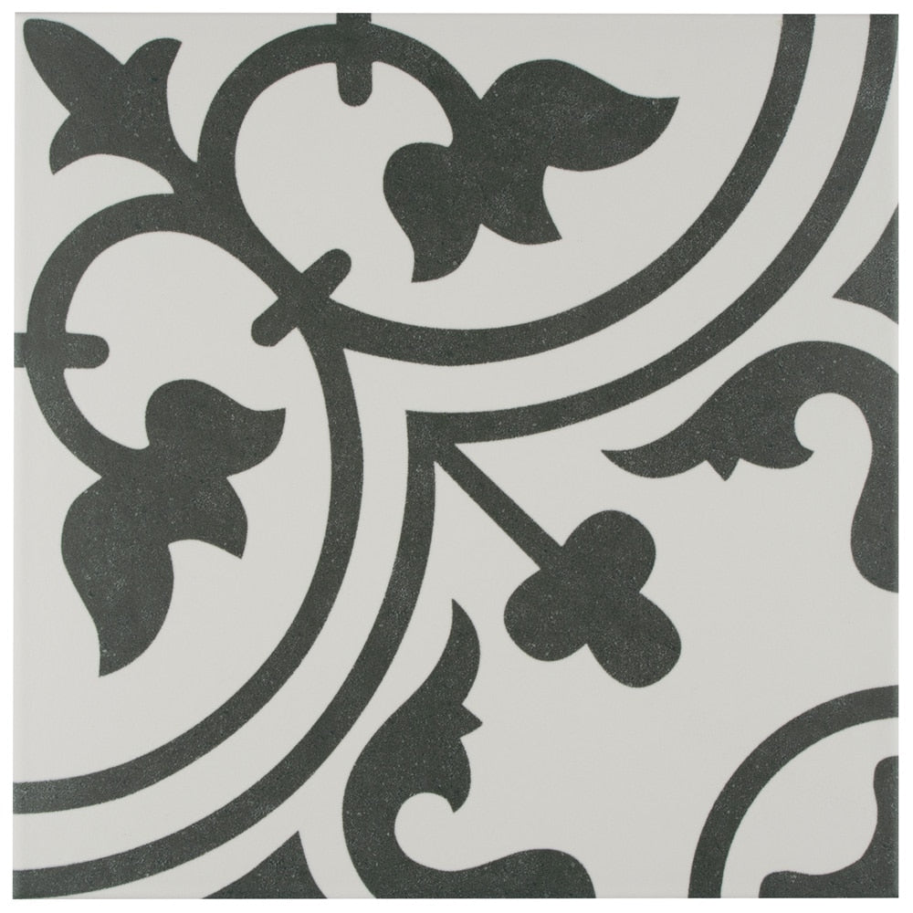 Affinity Tile Arte White 10-in x 10-in Satin Porcelain Encaustic Floor and Wall Tile product image