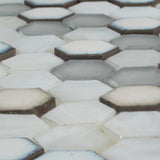 Apollo Tile (Sample) Majeste Silver and White 4-in x 4-in Matte Glass Honeycomb Mosaic Floor and Wall Tile
