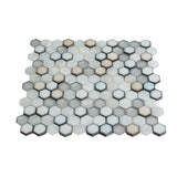 Apollo Tile (Sample) Majeste Silver and White 4-in x 4-in Matte Glass Honeycomb Mosaic Floor and Wall Tile