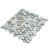 Apollo Tile (Sample) Majeste Silver and White 4-in x 4-in Matte Glass Honeycomb Mosaic Floor and Wall Tile