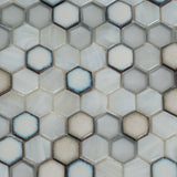 Apollo Tile (Sample) Majeste Silver and White 4-in x 4-in Matte Glass Honeycomb Mosaic Floor and Wall Tile