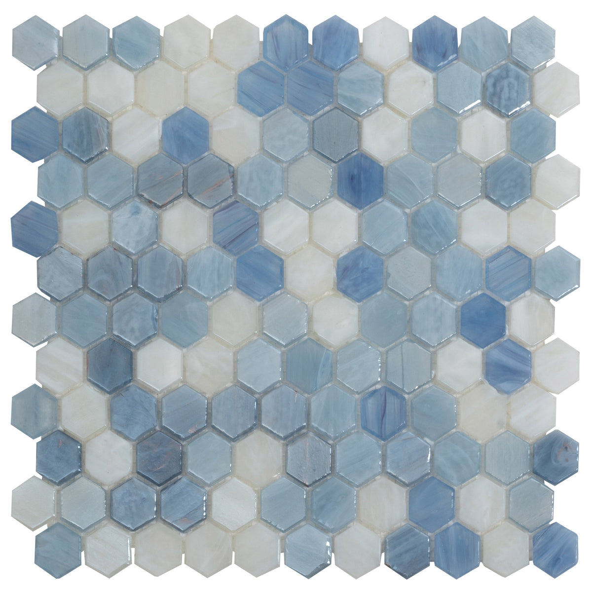 Apollo Tile Moonstone Blue 10-in x 11-in Glossy Glass Hexagon Floor and Wall Tile (8.63-sq. ft/ Carton)