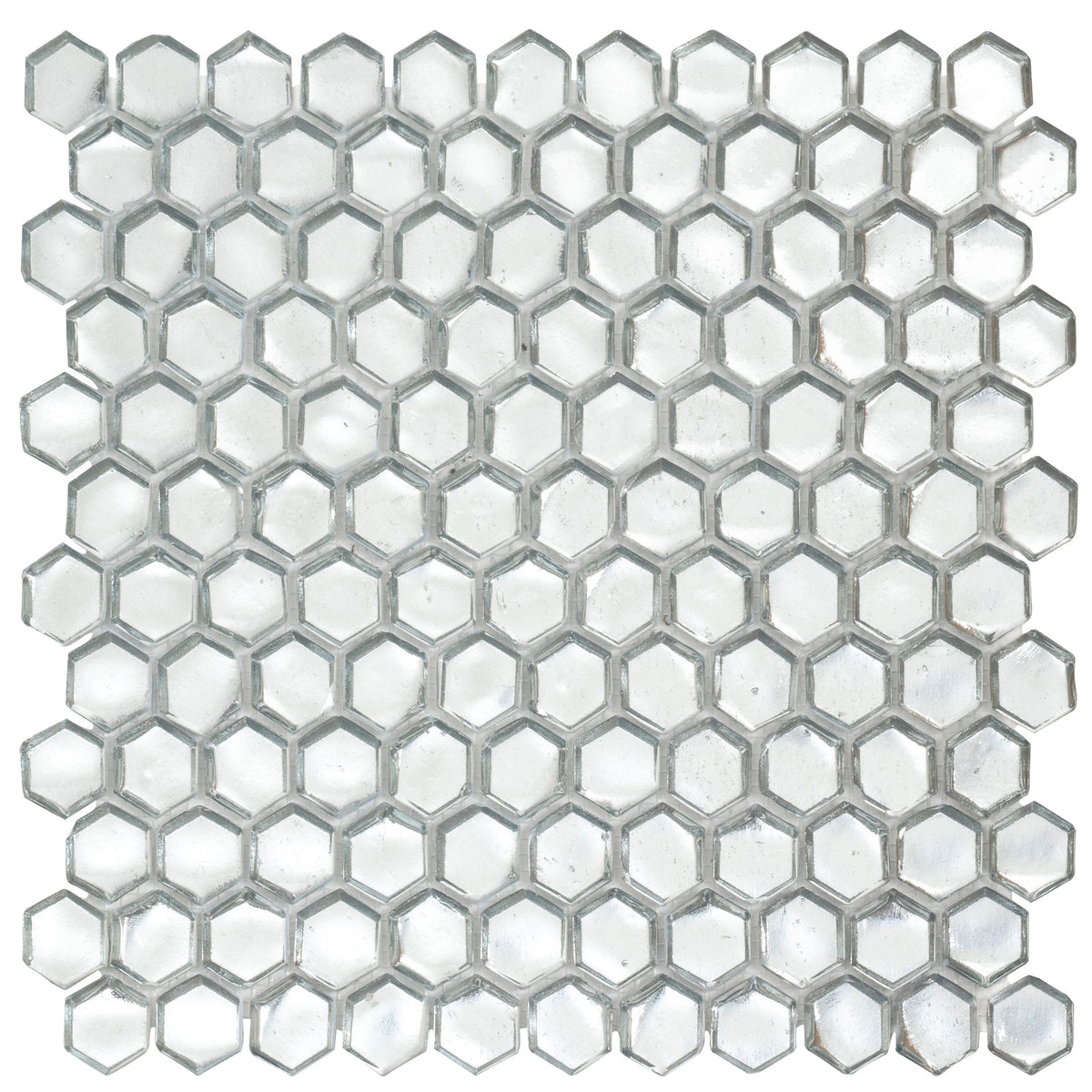 Apollo Tile (Sample) Majeste Glossy Silver 4-in x 4-in Matte Glass Honeycomb Mosaic Floor and Wall Tile
