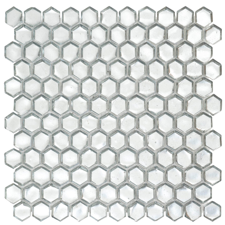 Apollo Tile (Sample) Majeste Glossy Silver 4-in x 4-in Matte Glass Honeycomb Mosaic Floor and Wall Tile
