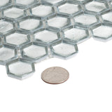 Apollo Tile (Sample) Majeste Glossy Silver 4-in x 4-in Matte Glass Honeycomb Mosaic Floor and Wall Tile